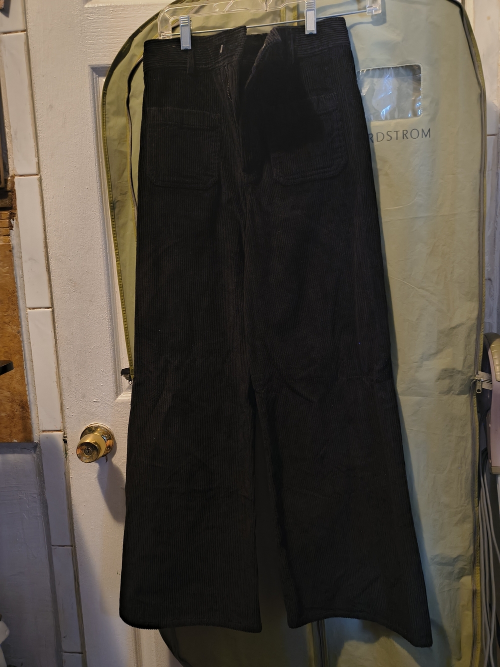Zara Men's Black Corduroy Wide-Leg Trousers